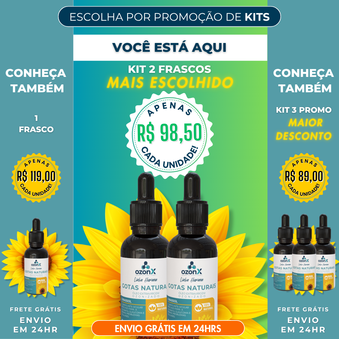 Suplemento Ocular Humano: Girassol Ozonizado Natural - FRETE GRÁTIS 🚚