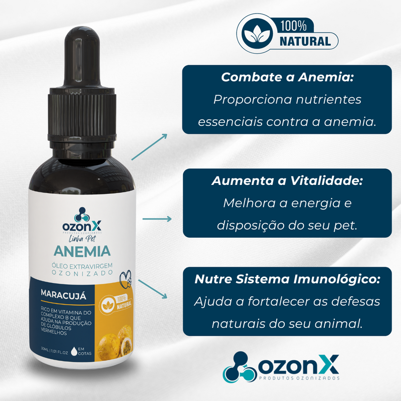 PET Anemia: Óleo De Maracujá Ozonizado Animal - 30ml - 100% Natural