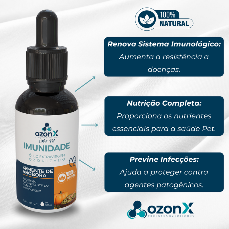 PET Sistema Imunológico: Óleo De Semente De Abóbora Ozonizado Animal  - 30ml - 100% natural