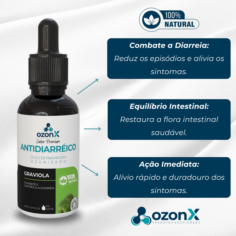 Antidiarréico: Óleo Premium De Graviola Ozonizado - 30ml - 100% Natural