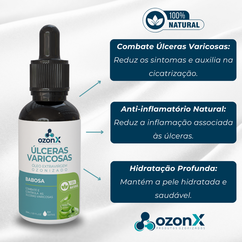 Úlcera Varicosa: Óleo De Babosa Ozonizado - 30ml - 100% Natural