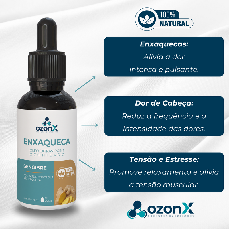 Enxaqueca: Óleo De Gengibre Ozonizado - 30ml - 100% Natural