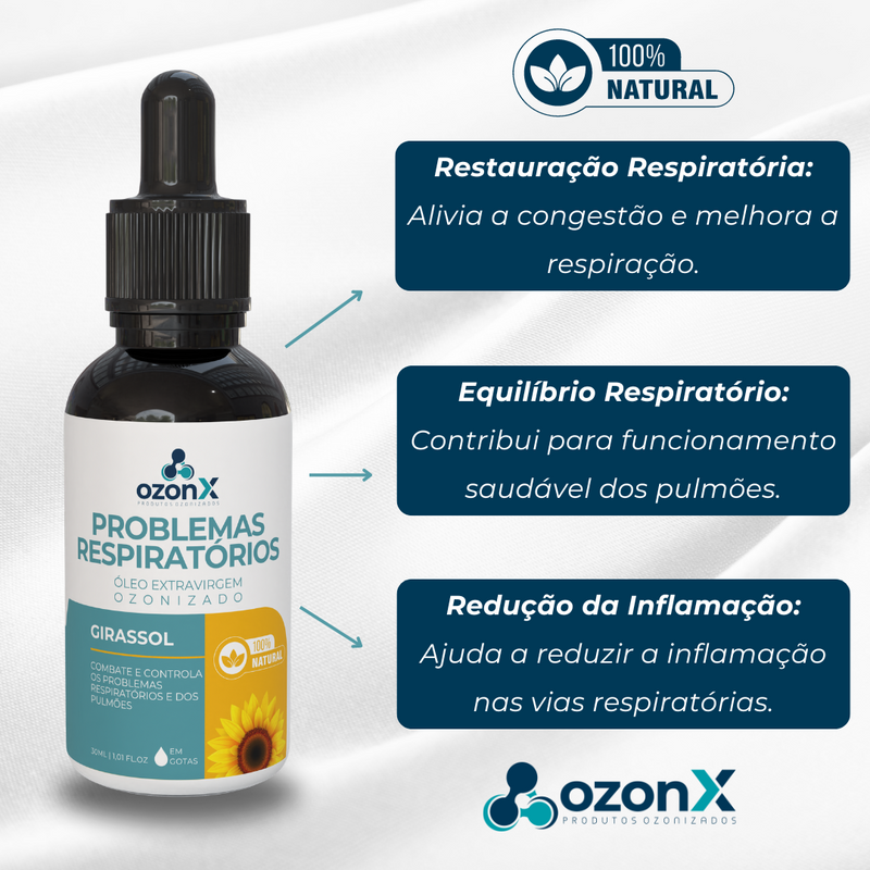 Respiração: Óleo De Girassol Ozonizado - 30ml - 100% Natural