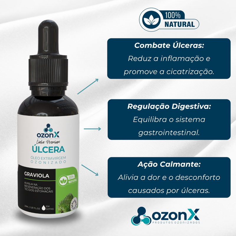 Anti-úlcera: Óleo Premium De Graviola Ozonizado - 30ml - 100% Natural