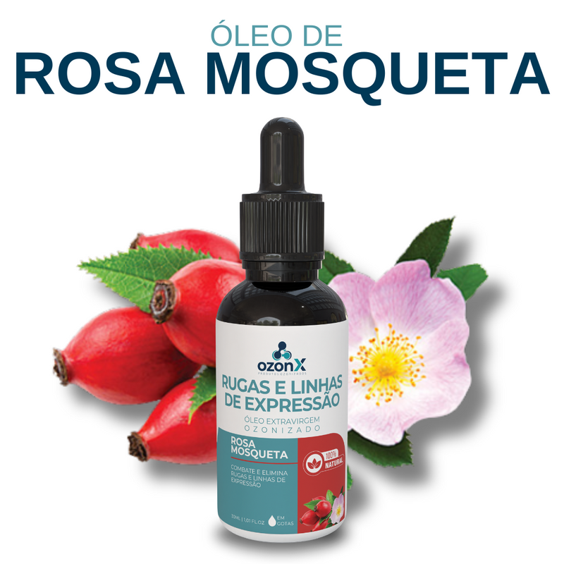 Rugas e Linhas Expressão: Óleo De Rosa Mosqueta Ozonizado - 30ml - 100% Natural