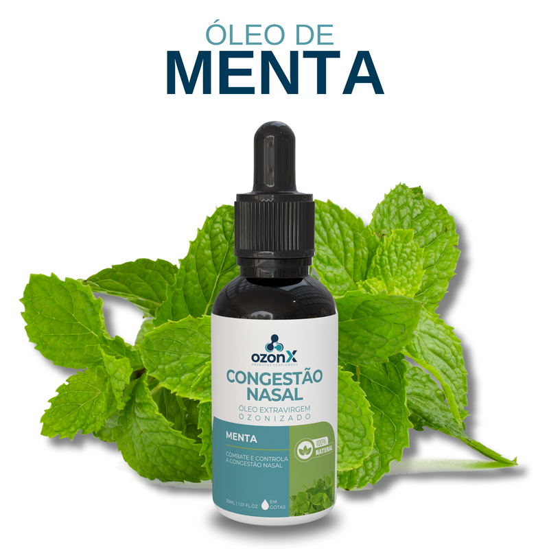 Congestão Nasal: Óleo de Menta Ozonizado - 30ml - 100% Natural