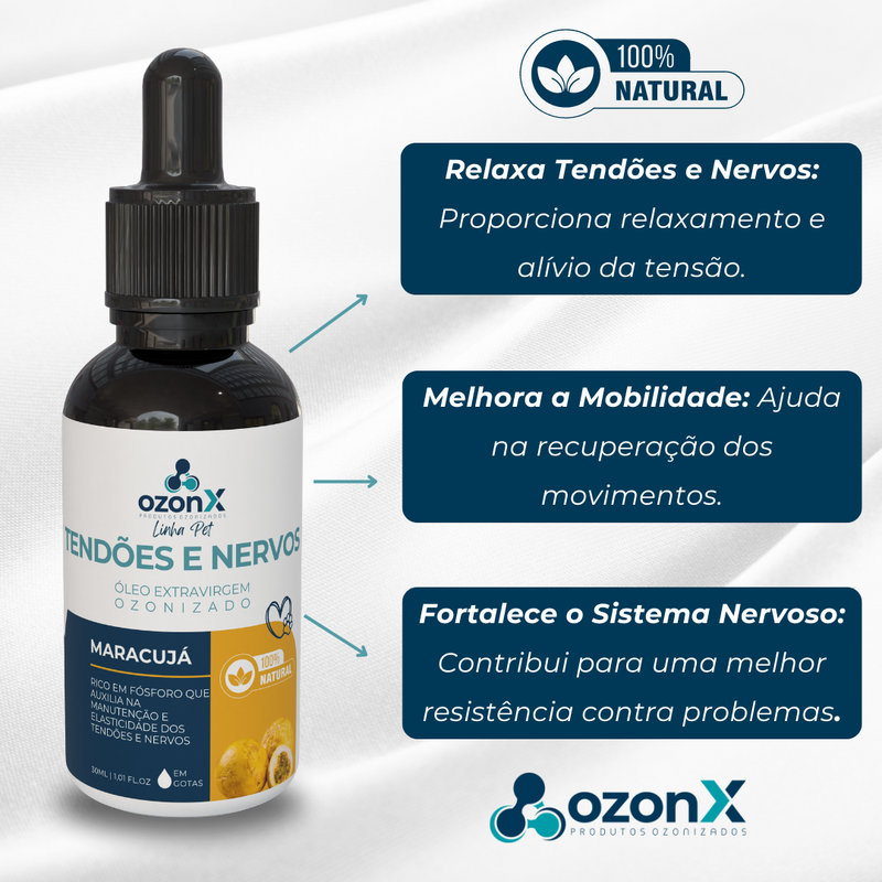 PET Tendões e Nervos: Óleo De Maracujá Ozonizado Animal - 30ml - 100% Natural