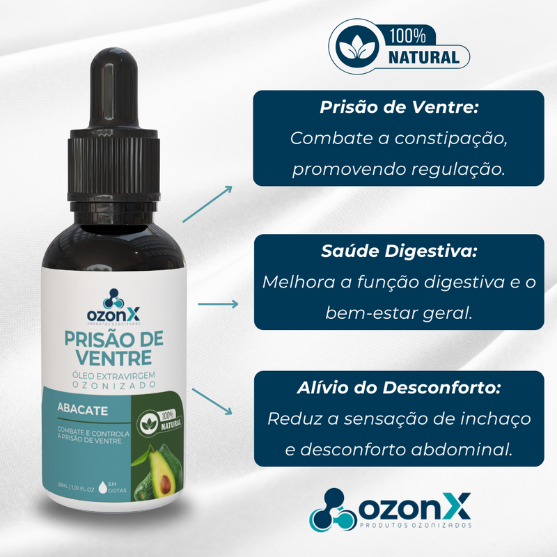 Prisão de Ventre: Óleo De Abacate Ozonizado - 30ml - 100% Natural