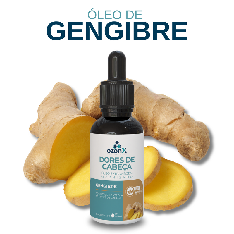 Dor de Cabeça: Óleo De Gengibre Ozonizado - 30ml - 100% Natural