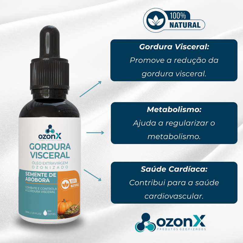 Gordura Visceral: Óleo De Semente De Abóbora Ozonizado - 30ml - 100% Natural