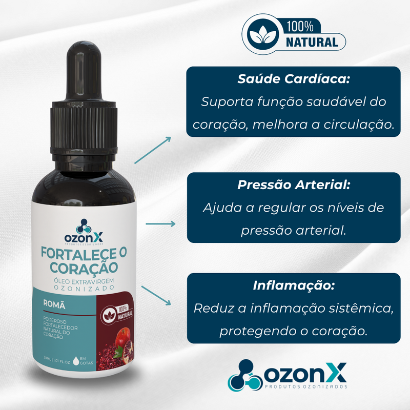 Coração: Óleo De Romã Ozonizado - 30ml - 100% Natural