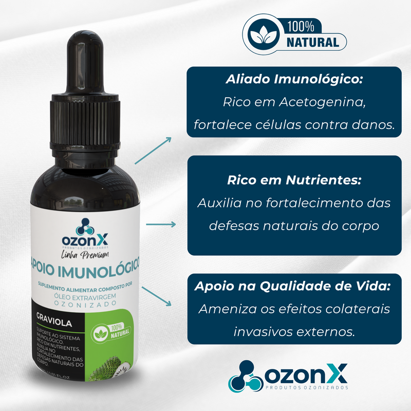 Óleo Premium de Graviola Ozonizado para Fortalecimento Imunológico - 30ml - 100% Natural (nv)