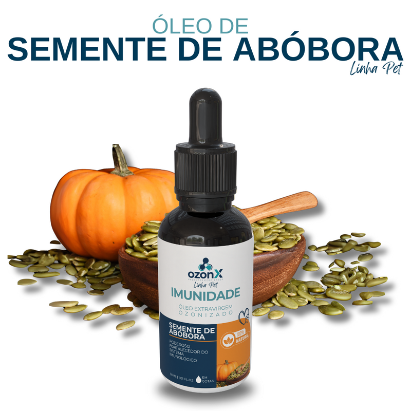 PET Sistema Imunológico: Óleo De Semente De Abóbora Ozonizado Animal  - 30ml - 100% natural