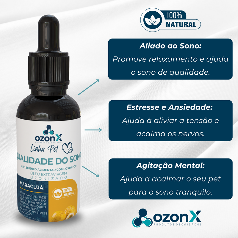 PET Óleo de Maracujá Ozonizado para Relaxamento e Qualidade do Sono - 30ml - 100% Natural