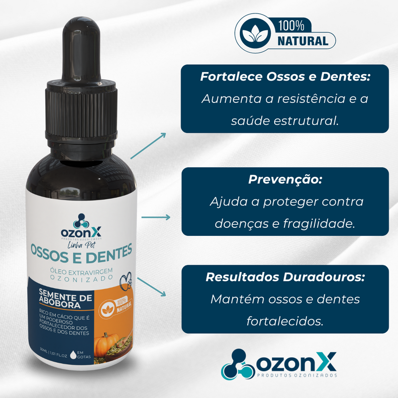 PET Ossos e Dentes: Óleo De Semente De Abóbora Ozonizado Animal  - 30ml - 100% natural