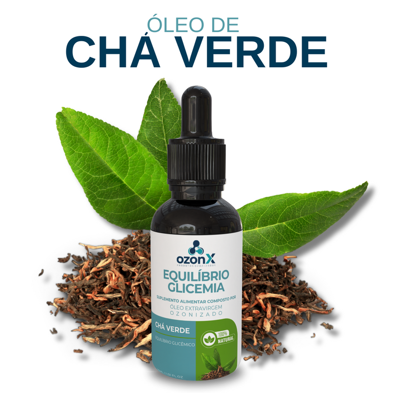 Óleo de Chá Verde Ozonizado para Equilíbrio Glicêmico - 30ml - 100% Natural