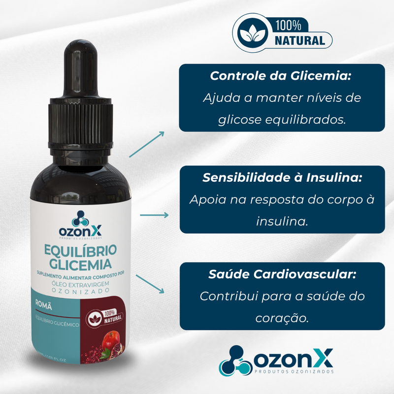 Óleo de Romã Ozonizado para Equilíbrio Glicêmico - 30ml - 100% Natural