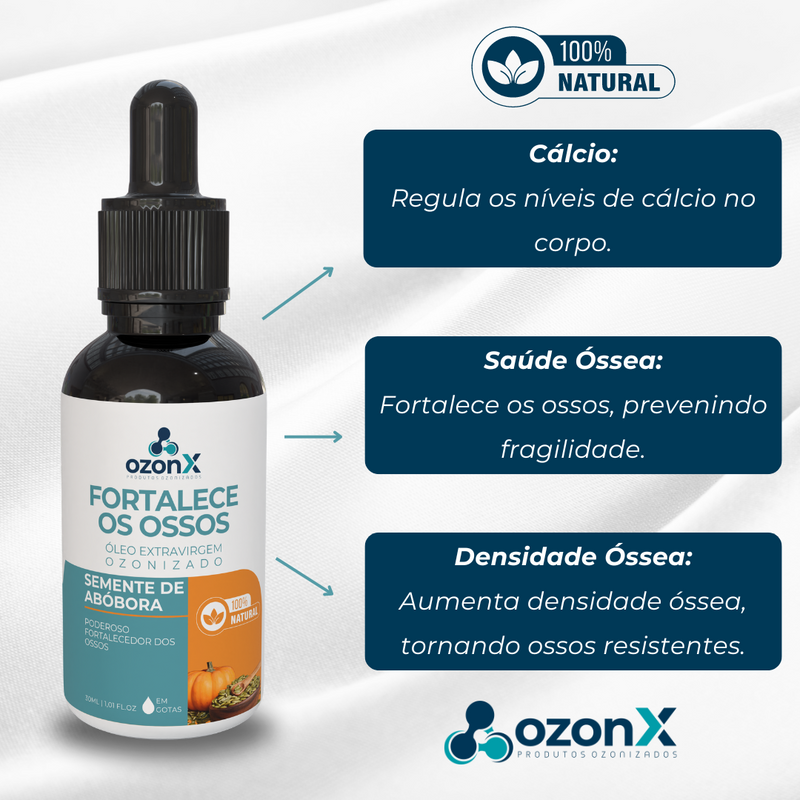 Cálcio: Óleo De Semente De Abóbora Ozonizado - 30ml - 100% Natural