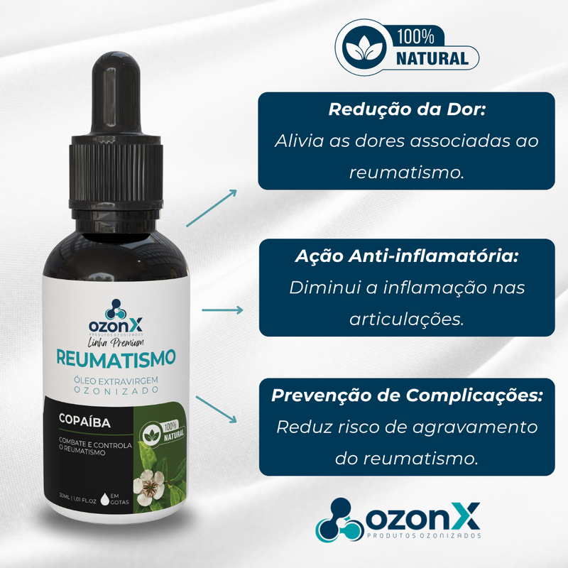 Reumatismo: Óleo Premium De Copaíba Ozonizado - 30ml - 100% Natural