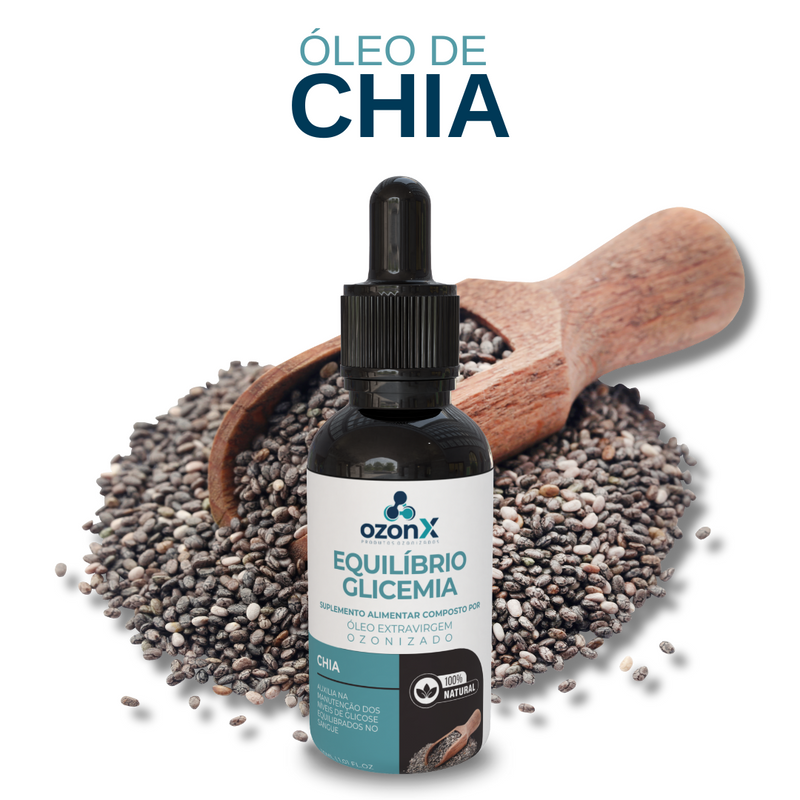 Óleo de Chia Ozonizado para Equilíbrio Glicêmico - 30ml - 100% Natural