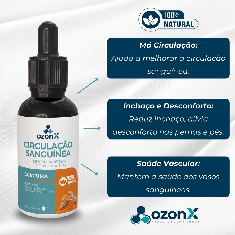 Circulação: Óleo De Cúrcuma Ozonizado - 30ml - 100% Natural