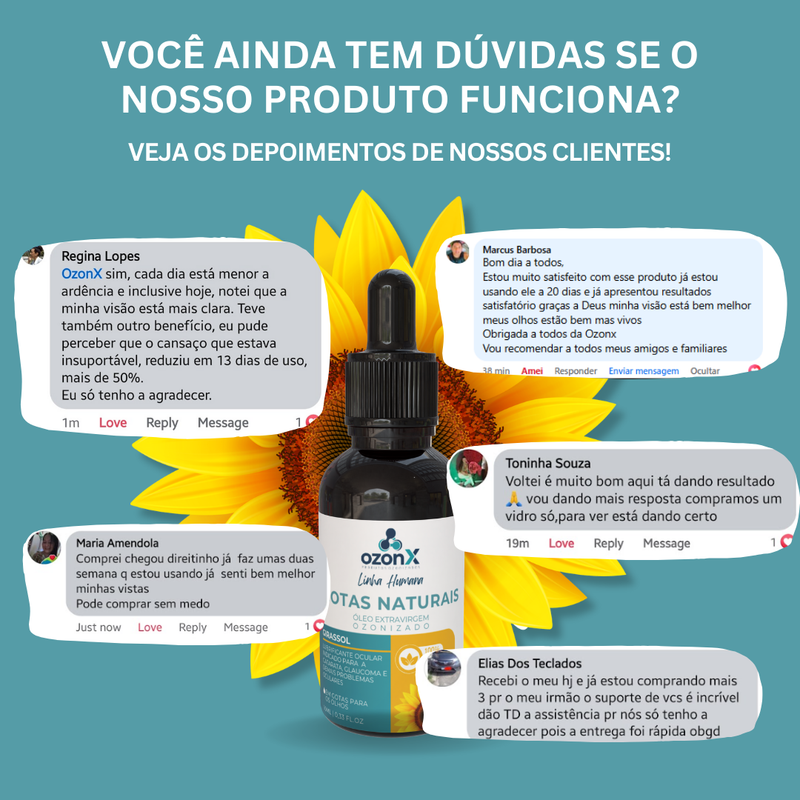 Suplemento Ocular Humano: Girassol Ozonizado - 100% natural - FRETE GRÁTIS 🚚