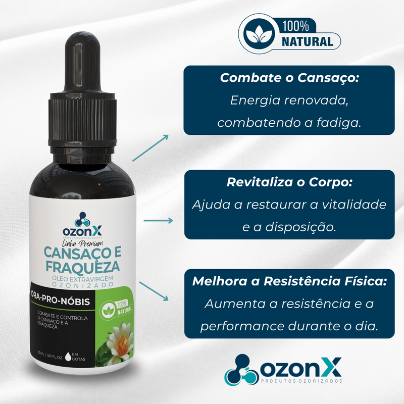 Cansaço e Fraqueza: Óleo Premium De Ora-Pro-Nobis Ozonizado - 30ml - 100% Natural