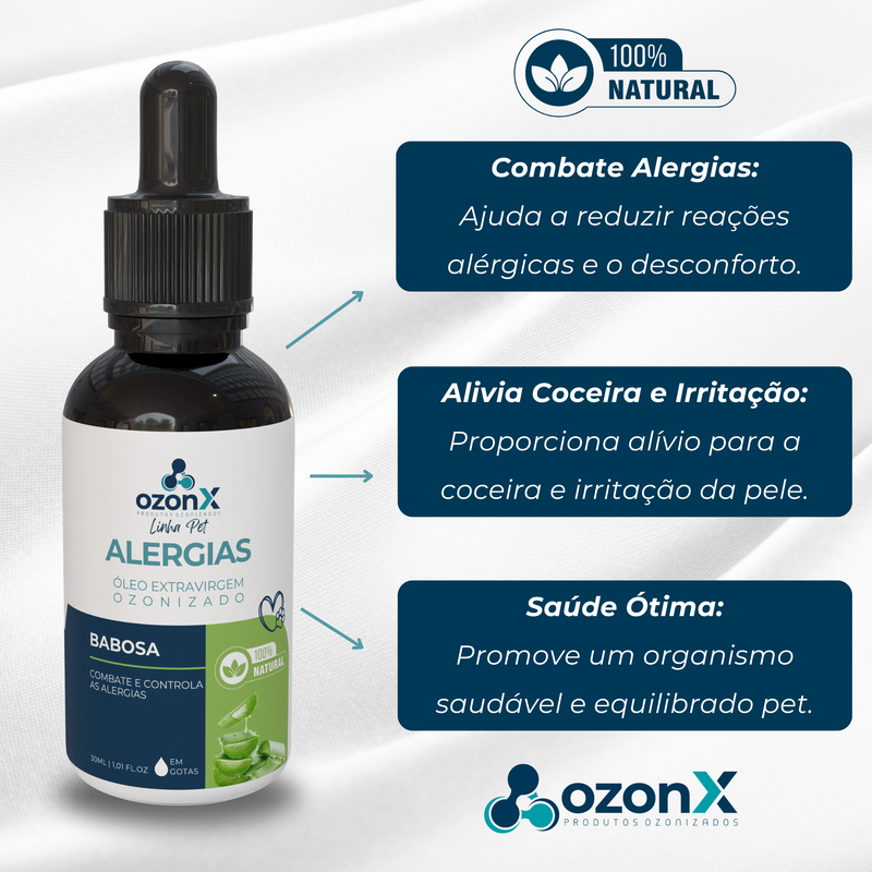 PET Antialérgico: Óleo De Babosa Ozonizado Animal 30ml - 100% Natural