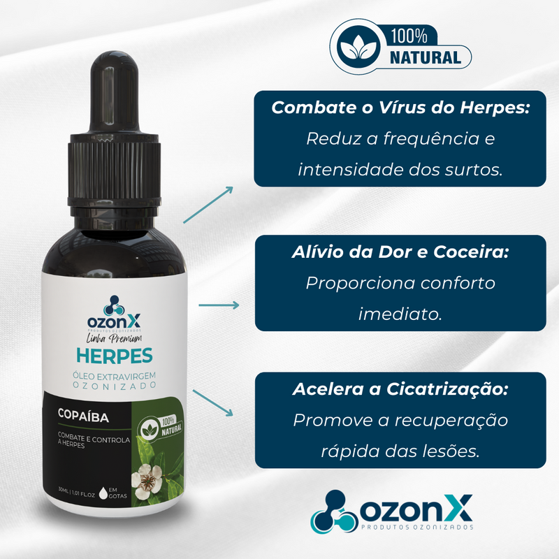 Herpes: Óleo Premium De Copaíba Ozonizado - 30ml - 100% Natural