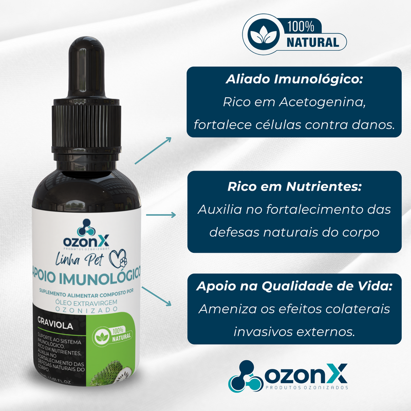 PET Óleo Premium de Graviola Ozonizado para Fortalecimento Imunológico - 30ml - 100% Natural