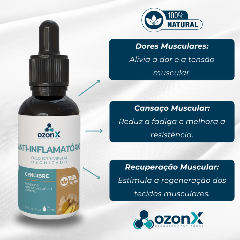 Anti-Inflamatório: Óleo De Gengibre Ozonizado - 30ml - 100% Natural