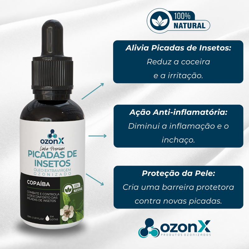 Picadas de Insetos: Óleo Premium De Copaíba Ozonizado - 30ml - 100% Natural