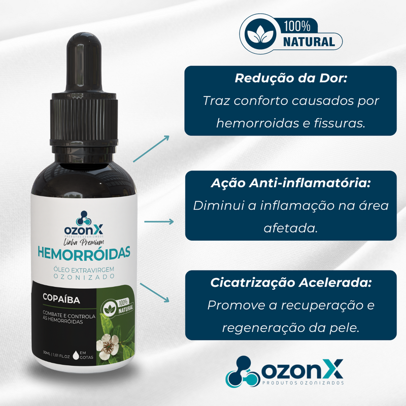 Hemorroidas e Fissuras: Óleo Premium De Copaíba Ozonizado - 30ml - 100% Natural