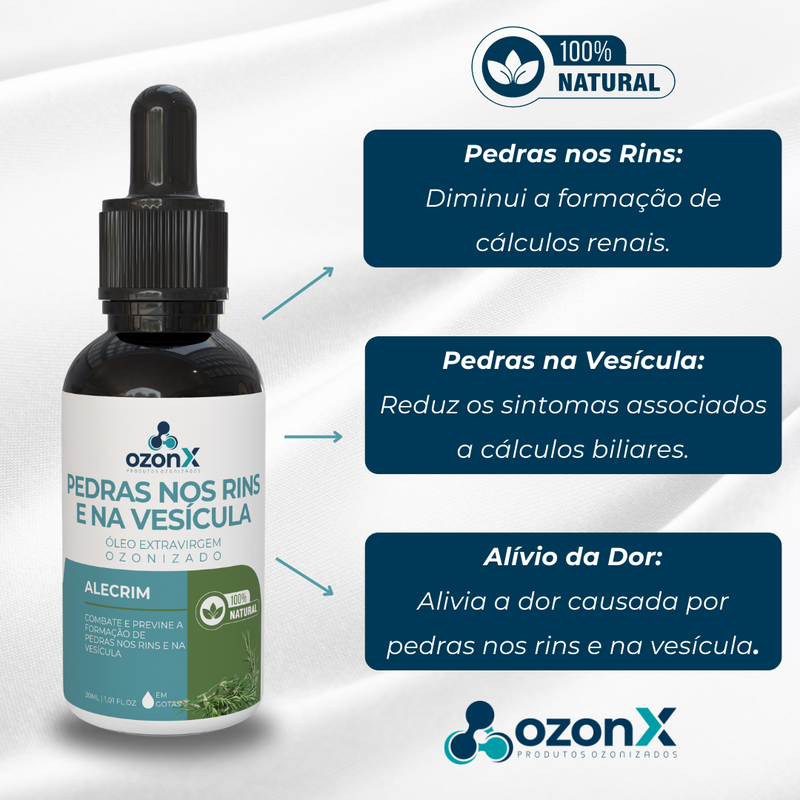 Pedra Rins e Vesícula: Óleo De Alecrim Ozonizado - 30ml - 100% Natural