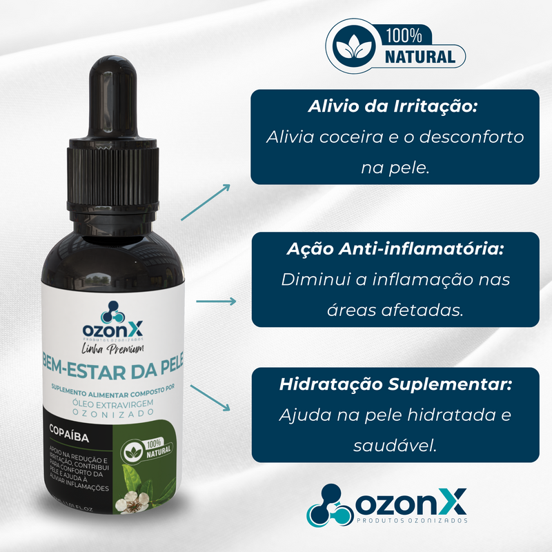 Óleo Premium de Copaíba Ozonizado para Bem-Estar da Pele - 30ml - 100% Natural