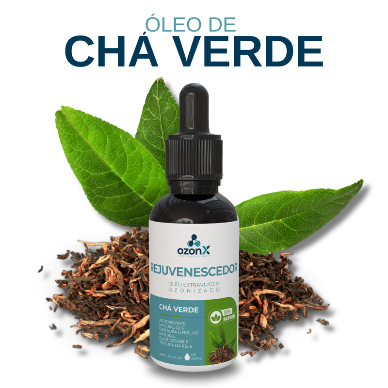 Rejuvenescedor: Óleo de Chá Verde Ozonizado - 30ml - 100% natural