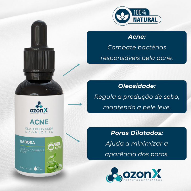 Acne: Óleo De Babosa Ozonizado - 30ml - 100% Natural