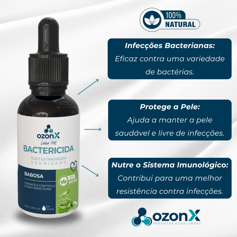 PET Bactericida: Óleo De Babosa Ozonizado Animal 30ml - 100% Natural