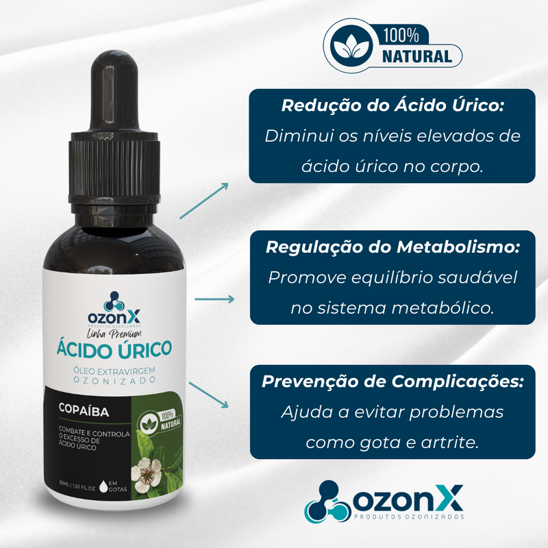 Ácido Úrico: Óleo Premium De Copaíba Ozonizado - 30ml - 100% Natural