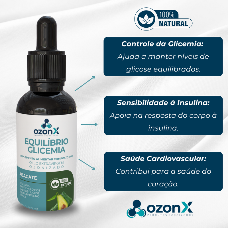 Óleo de Abacate Ozonizado para Equilíbrio Glicêmico - 30ml - 100% Natural