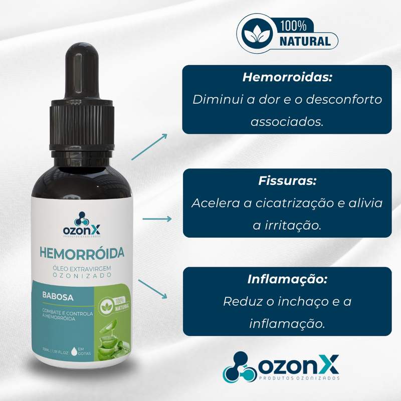 Hemorróida e Fissura: Óleo De Babosa Ozonizado - 30ml - 100% Natural