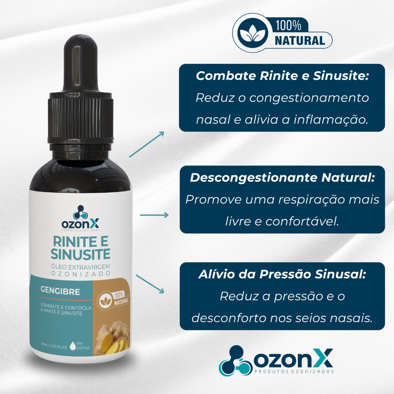 Rinite e Sinusite: Óleo De Gengibre Ozonizado - 30ml - 100% Natural