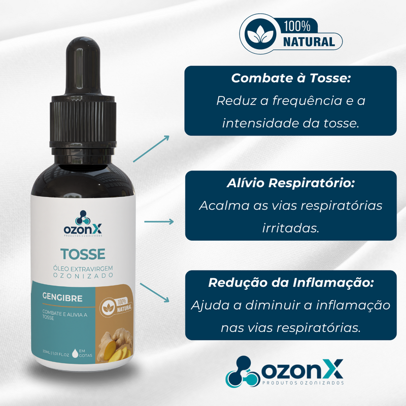 Tosse: Óleo De Gengibre Ozonizado - 30ml - 100% Natural