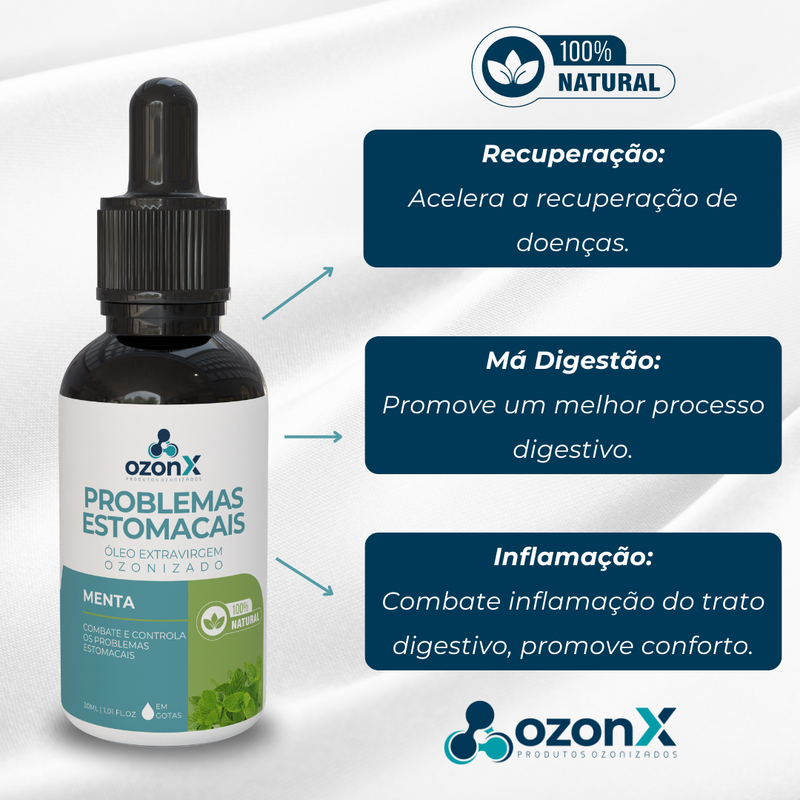 Estômago: Óleo de Menta Ozonizado - 30ml - 100% Natural