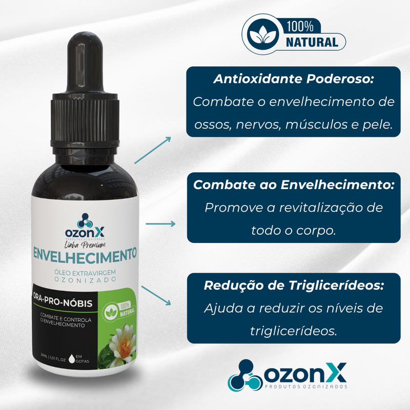 Envelhecimento: Óleo Premium De Ora-Pro-Nobis Ozonizado - 30ml - 100% Natural