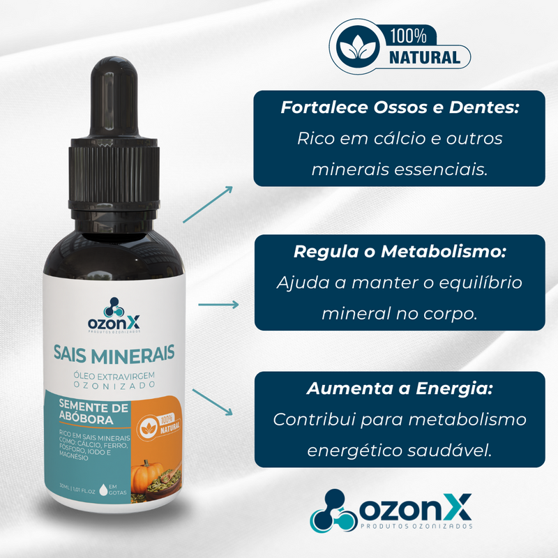 Sais Minerais: Óleo De Semente De Abóbora Ozonizado - 30ml - 100% Natural