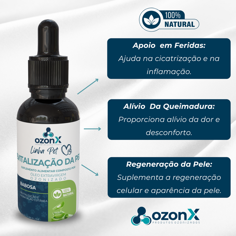 PET Óleo de Babosa Ozonizado para Revitalização e Hidratação da Pele 30ml - 100% Natural