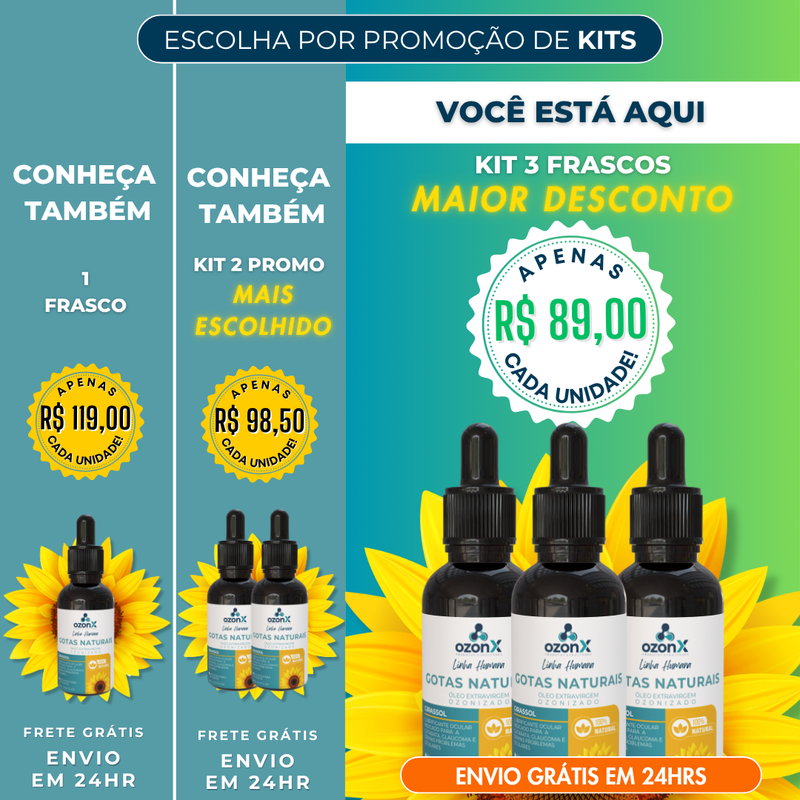 Suplemento Ocular Humano: Girassol Ozonizado - 100% natural - FRETE GRÁTIS 🚚