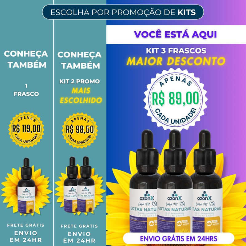 PET Suplemento Ocular Animal: Girassol Ozonizado - 100% Natural - FRETE GRÁTIS 🚚