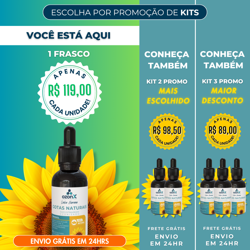 Suplemento Ocular Humano: Girassol Ozonizado - 100% natural - FRETE GRÁTIS 🚚